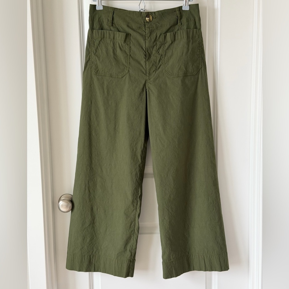 Maeve The Colette Wide Leg Cropped Olive Green Stretch Pants-30/М - Picture 2 of 16